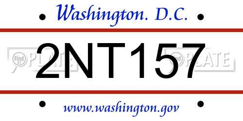 2NT157 District Of Columbia License Plate