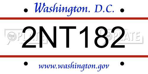 2NT182 District Of Columbia License Plate