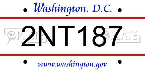 2NT187 District Of Columbia License Plate