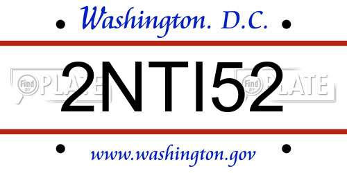 2NTI52 District Of Columbia License Plate