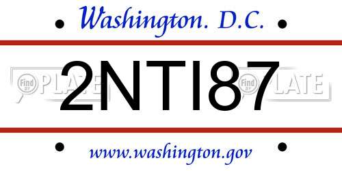 2NTI87 District Of Columbia License Plate