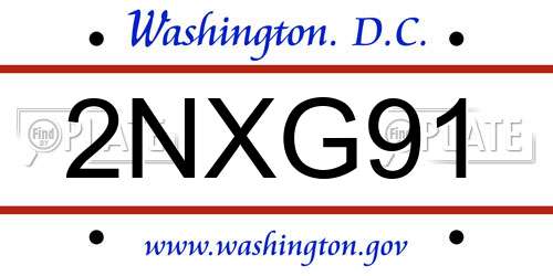 2NXG91 District Of Columbia License Plate