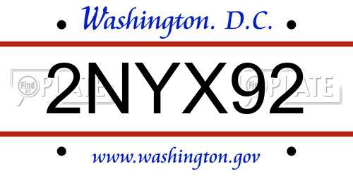 2NYX92 District Of Columbia License Plate