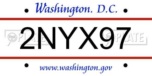2NYX97 District Of Columbia License Plate