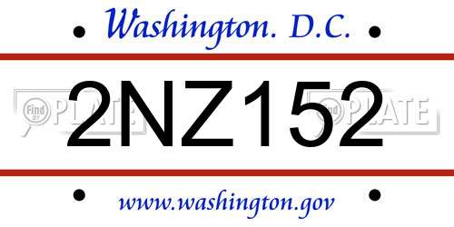 2NZ152 District Of Columbia License Plate