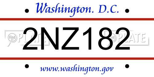 2NZ182 District Of Columbia License Plate