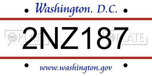 2NZ187 District Of Columbia License Plate