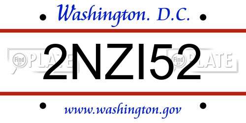 2NZI52 District Of Columbia License Plate