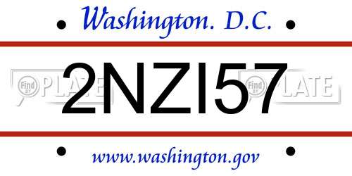 2NZI57 District Of Columbia License Plate