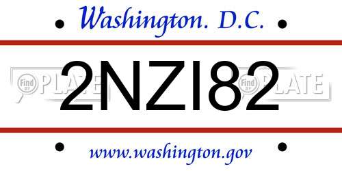 2NZI82 District Of Columbia License Plate