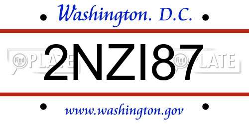 2NZI87 District Of Columbia License Plate