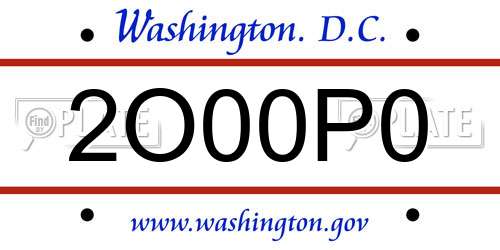 2O00P0 District Of Columbia License Plate