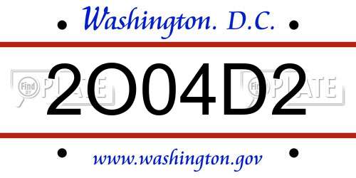 2O04D2 District Of Columbia License Plate