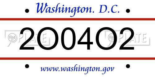 2O04O2 District Of Columbia License Plate