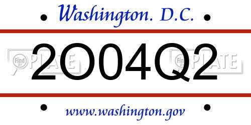 2O04Q2 District Of Columbia License Plate