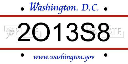2O13S8 District Of Columbia License Plate