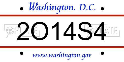 2O14S4 District Of Columbia License Plate