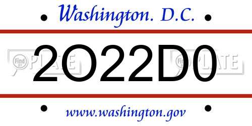 2O22D0 District Of Columbia License Plate