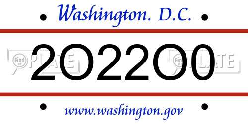 2O22O0 District Of Columbia License Plate