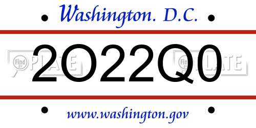 2O22Q0 District Of Columbia License Plate