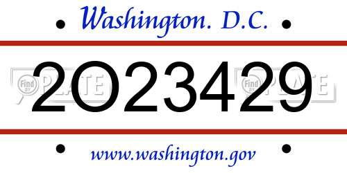 2O23429 District Of Columbia License Plate