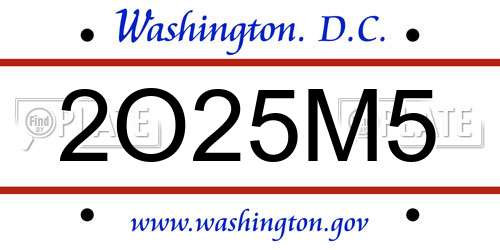 2O25M5 District Of Columbia License Plate