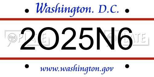2O25N6 District Of Columbia License Plate