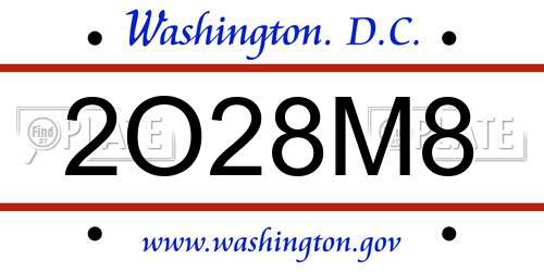 2O28M8 District Of Columbia License Plate