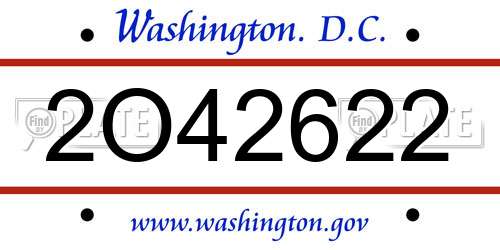 2O42622 District Of Columbia License Plate