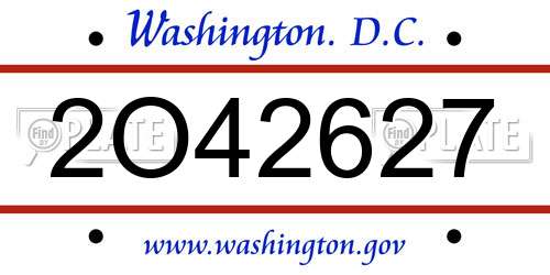 2O42627 District Of Columbia License Plate