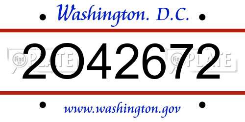 2O42672 District Of Columbia License Plate