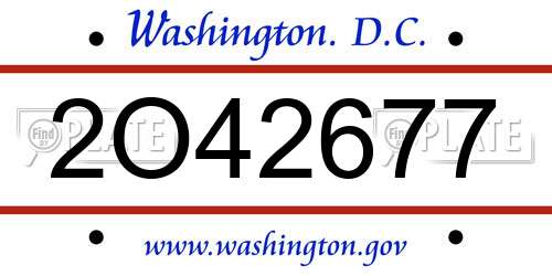 2O42677 District Of Columbia License Plate