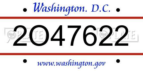 2O47622 District Of Columbia License Plate