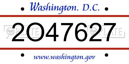 2O47627 District Of Columbia License Plate