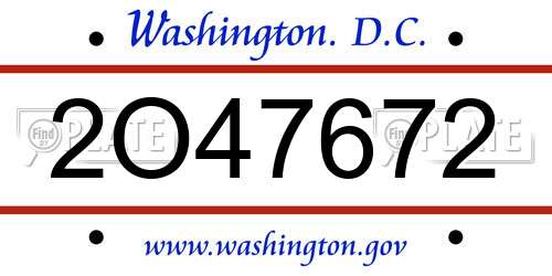 2O47672 District Of Columbia License Plate