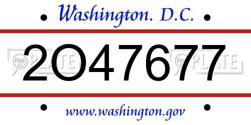2O47677 District Of Columbia License Plate