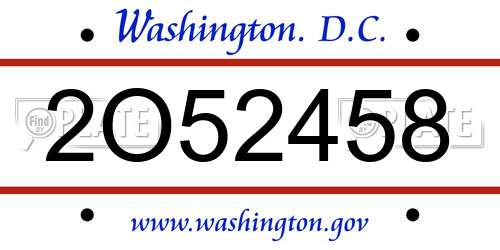 2O52458 District Of Columbia License Plate