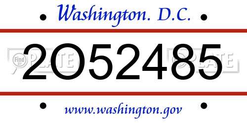 2O52485 District Of Columbia License Plate