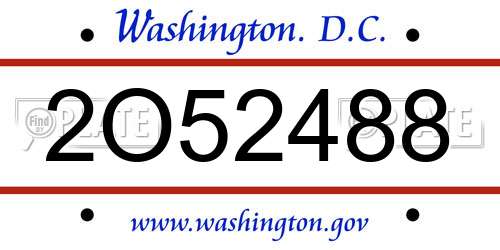 2O52488 District Of Columbia License Plate