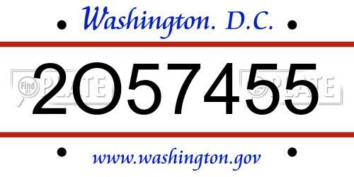 2O57455 District Of Columbia License Plate