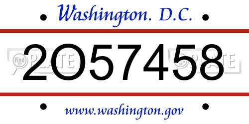 2O57458 District Of Columbia License Plate