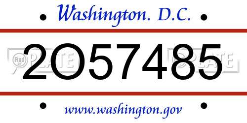 2O57485 District Of Columbia License Plate