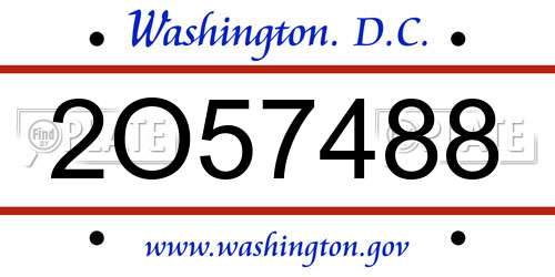 2O57488 District Of Columbia License Plate