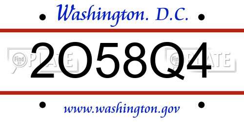 2O58Q4 District Of Columbia License Plate