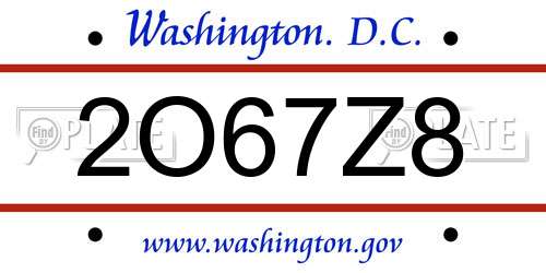 2O67Z8 District Of Columbia License Plate