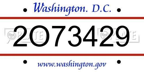 2O73429 District Of Columbia License Plate