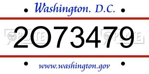 2O73479 District Of Columbia License Plate