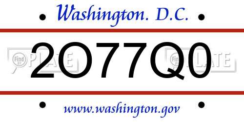 2O77Q0 District Of Columbia License Plate