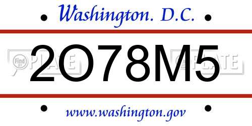 2O78M5 District Of Columbia License Plate