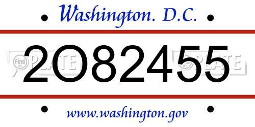 2O82455 District Of Columbia License Plate